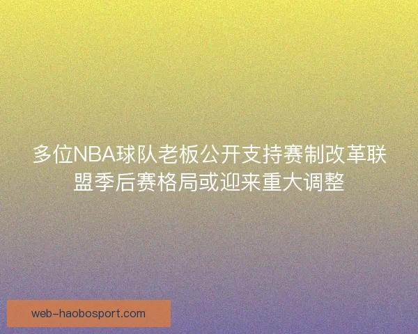 多位NBA球队老板公开支持赛制改革联盟季后赛格局或迎来重大调整