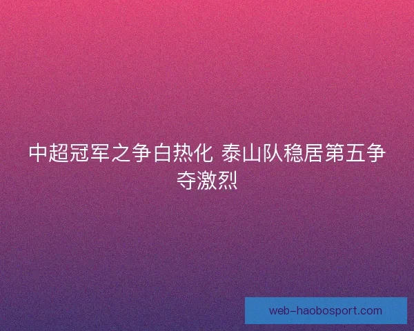 中超冠军之争白热化 泰山队稳居第五争夺激烈